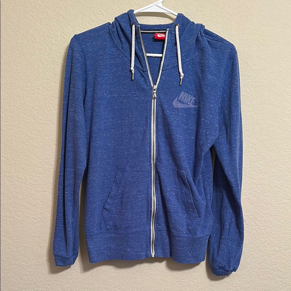 Nike Blue Zip-Up Sweater with Hood